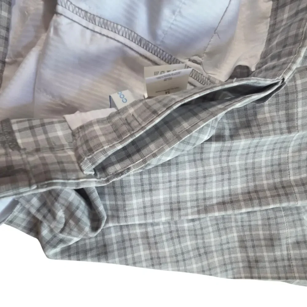 Haggar Cool 18 Pro Golf Shorts, sz 34 Gray Plaid Expandable Waistband 9
